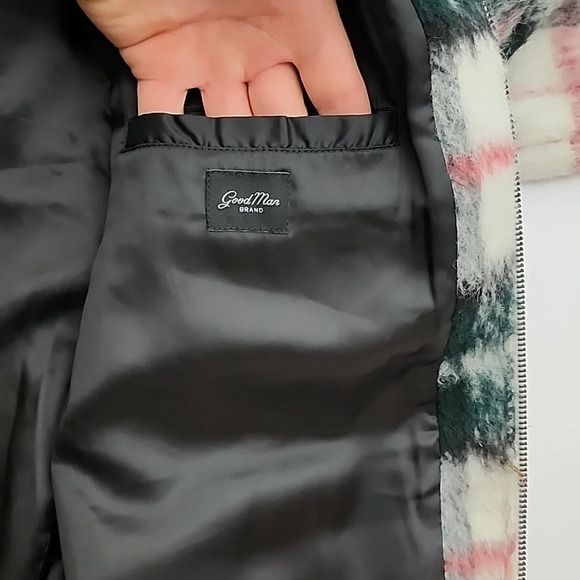 Good Man Brand Men's Wool Blend Green Plaid Zip Up Lined Jacket Size Large - Picture 10 of 16